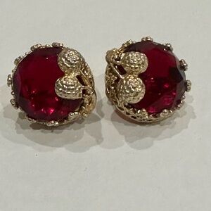 Ruby Rasberry Vintage Earrings